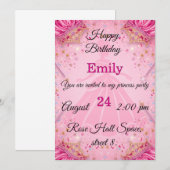 Invitation à la fête d'anniversaire de princesse | (Devant / Derrière)