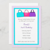 Invitation à la fête d'anniversaire de Purse Girl (Devant / Derrière)
