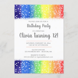 Invitation à la fête d'anniversaire de Rainbow Hea