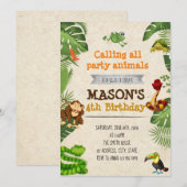 Invitation à la fête d'anniversaire de Rainforest (Devant / Derrière)