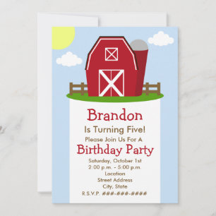 Invitation à la fête d'anniversaire de Red Barn Fa
