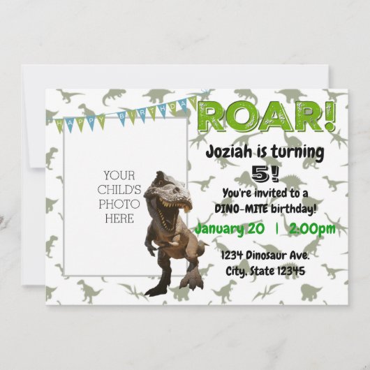 Invitation à la fête d'anniversaire de ROAR Dino-M (Devant)