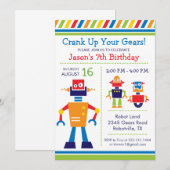Invitation à la fête d'anniversaire de robot (Devant / Derrière)