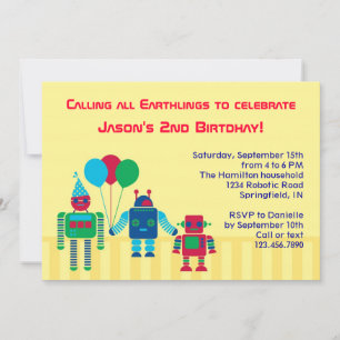 Invitation à la fête d'anniversaire de Robots