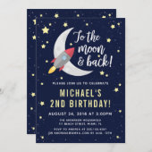 Invitation à la fête d'anniversaire de Rocket Moon (Devant / Derrière)