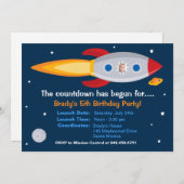 Invitation à la fête d'anniversaire de Rocket Ship (Devant / Derrière)