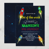 Invitation à la fête d'anniversaire de Rocketship (Devant / Derrière)