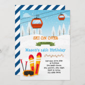 Invitation à la fête d'anniversaire de ski (Devant / Derrière)