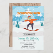 Invitation à la fête d'anniversaire de Snowboard (Devant / Derrière)