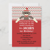 Invitation à la fête d'anniversaire de Sock Monkey (Devant)