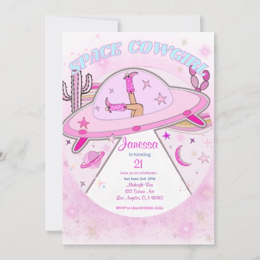 Invitation à la fête d'anniversaire de Space Cowgi (Devant)