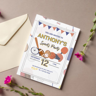 Invitation à la fête d'anniversaire de sport All-S