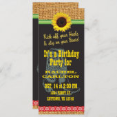 Invitation à la fête d'anniversaire de Sunflower C (Devant / Derrière)