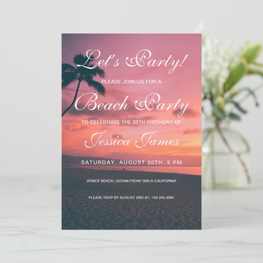 Invitation à la fête d'anniversaire de Sunset Beac (Debout devant)