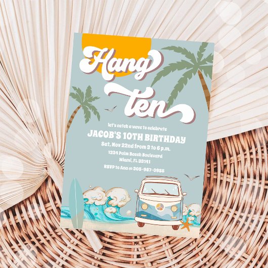 Invitation à la fête d'anniversaire de Surf Beach