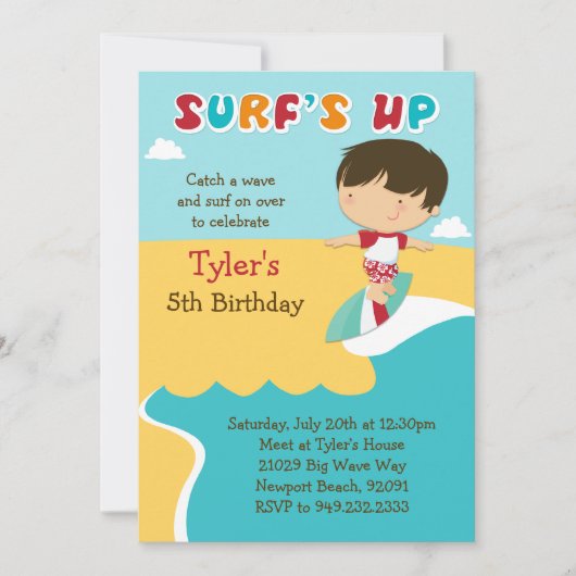 Invitation à la fête d'anniversaire de Surfing Bea (Devant)