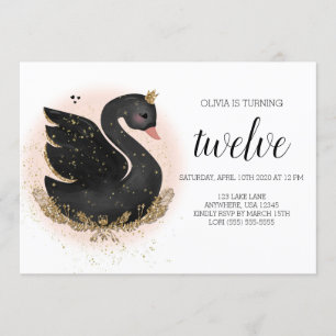 Invitation à la fête d'anniversaire de Swan   Noir