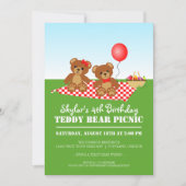 Invitation à la fête d'anniversaire de Teddy Bear (Devant)