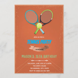 Invitation à la fête d'anniversaire de tennis
