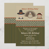 Invitation à la fête d'anniversaire de Thanksgivin (Devant / Derrière)
