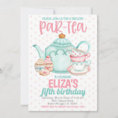 Invitation à la fête d'anniversaire de thé (Devant)