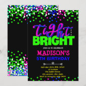 Invitation à la fête d'anniversaire de thème lumin (Devant / Derrière)