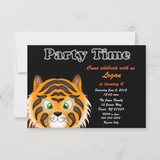 Invitation à la fête d'anniversaire de Tiger (Devant)