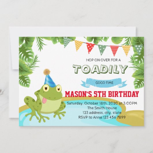 Invitation à la fête d'anniversaire de Toe (Devant)