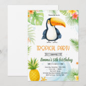 Invitation à la fête d'anniversaire de Toucan (Devant / Derrière)