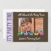 Invitation à la fête d'anniversaire de Train Kid (Devant / Derrière)