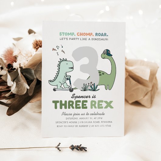 Invitation à la fête d'anniversaire de Trois Rex