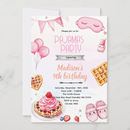 Invitation à la fête d'anniversaire de Waffle et P (Devant)