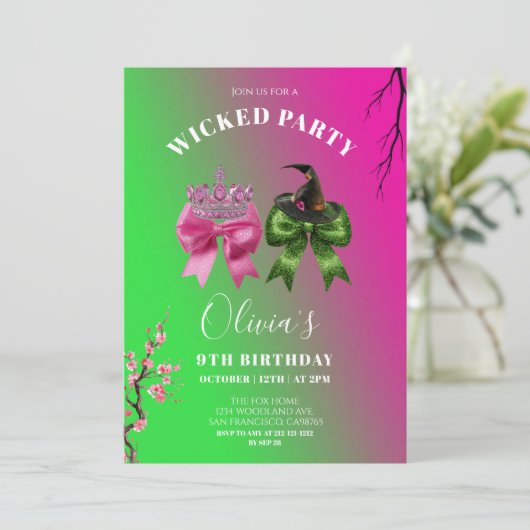 Invitation à la fête d'anniversaire de Wicked Bow  (Debout devant)