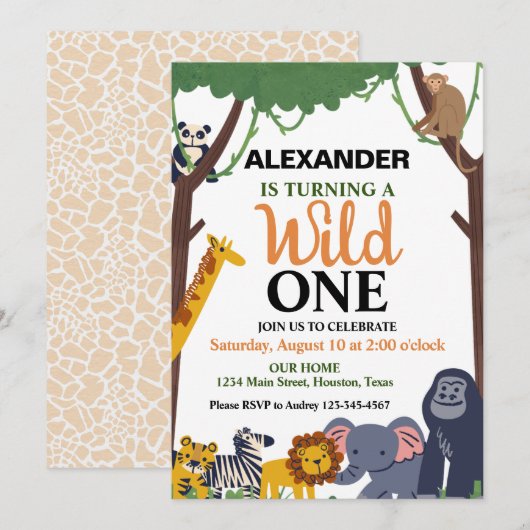 Invitation à la fête d'anniversaire de Wild One Sa (Devant / Derrière)