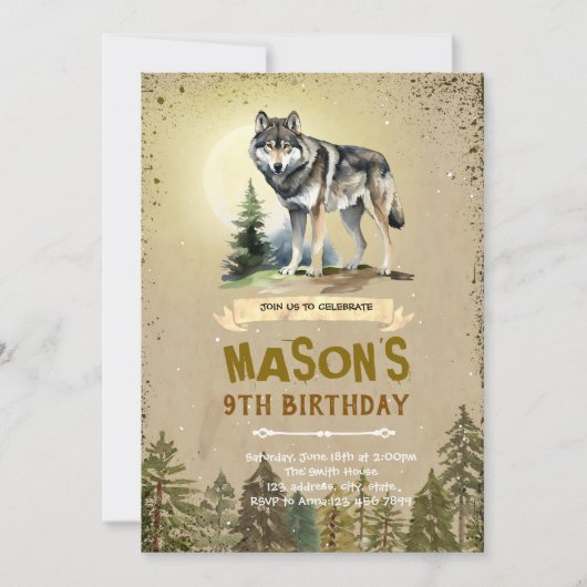 Invitation à la fête d'anniversaire de Wolf (Devant)