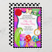 Invitation à la fête d'anniversaire de Wonderland (Devant / Derrière)