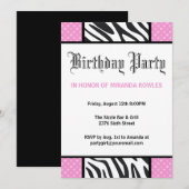 Invitation à la fête d'anniversaire de Zebra, dans (Devant / Derrière)