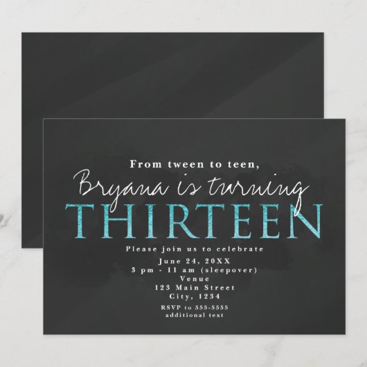 Invitation à la fête d'anniversaire des 13 ans Gre (Devant / Derrière)