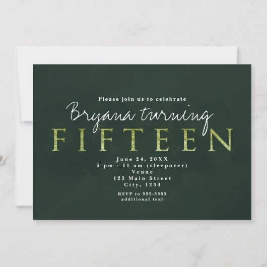 Invitation à la fête d'anniversaire des 15 ans Gre (Devant)