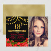 Invitation à la fête d'anniversaire des 18 ans Red (Devant / Derrière)