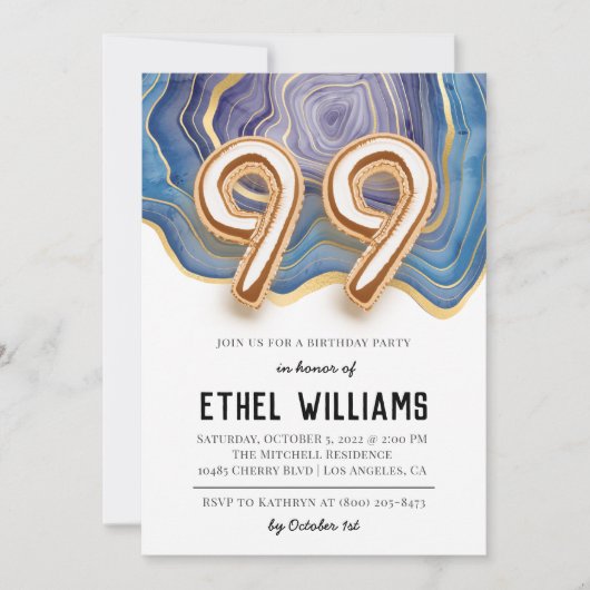 Invitation à la fête d'anniversaire des 99 ans (Devant)
