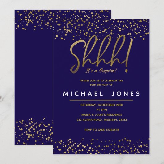 Invitation à la fête d'anniversaire des adultes bl (Devant / Derrière)