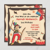 Invitation à la fête d'anniversaire des amérindien (Devant / Derrière)