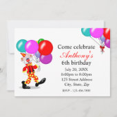 Invitation à la fête d'anniversaire des clowns (Devant)