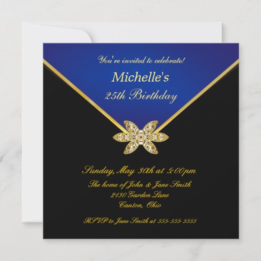 Invitation à la fête d'anniversaire des dames Gold (Devant)