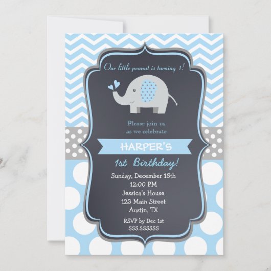 Invitation à la fête d'anniversaire des éléphants (Devant)