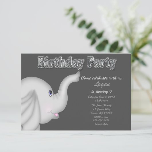 Invitation à la fête d'anniversaire des éléphants (Debout devant)