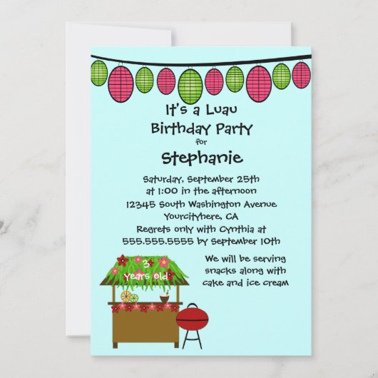 Invitation à la fête d'anniversaire des filles de (Devant)