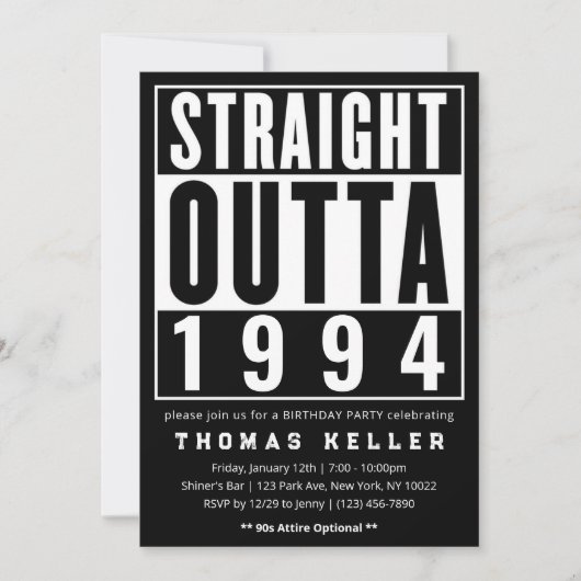 Invitation à la fête d'anniversaire des Hip hop de (Devant)