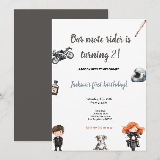 INVITATION À LA FÊTE D'ANNIVERSAIRE DES MOTARDS GR (Devant / Derrière)